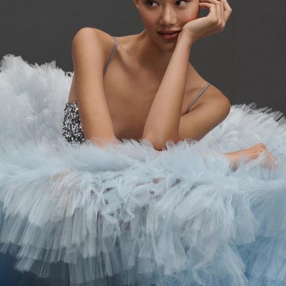 Morphine Gradient Tiered Ruffle Tulle Skirt - Picture 5 of 5